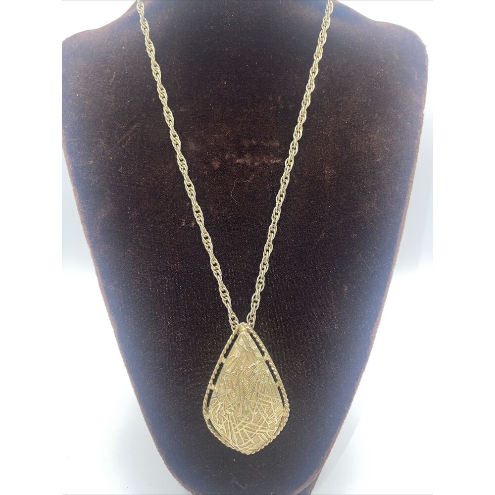 Vintage Sarah Coventry Gold Tone Art Deco Pendant Brooch Necklace